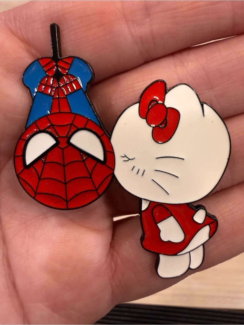 Hello Kitty & Spider-Man The Kiss Enamel Pin